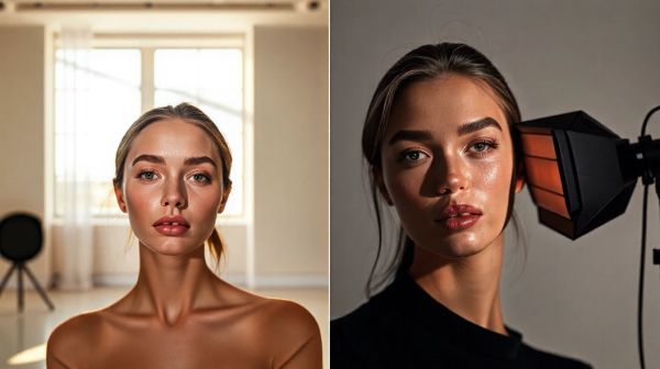 Comparatif entre lumière naturelle et éclairage de studio